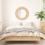 Fish Cuff - Minimalist Mid Century Modern Fish in Cream and Stone Blue Duvet Cover Gallery Image 3