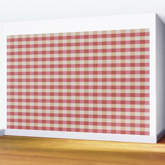 Cozy Gingham in Pink Wall Mural Gallery Image 2