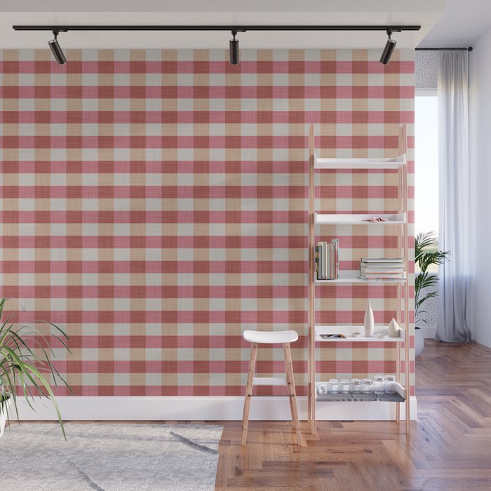 Cozy Gingham in Pink Wall Mural Gallery Image 1