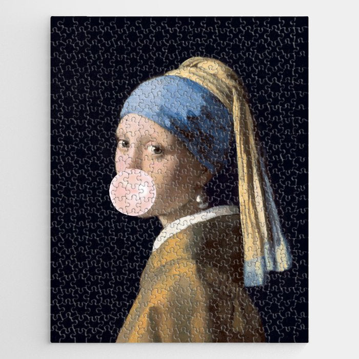 Girl with Pearl Earing Blowing Gum Jigsaw Puzzle Gallery Image 1