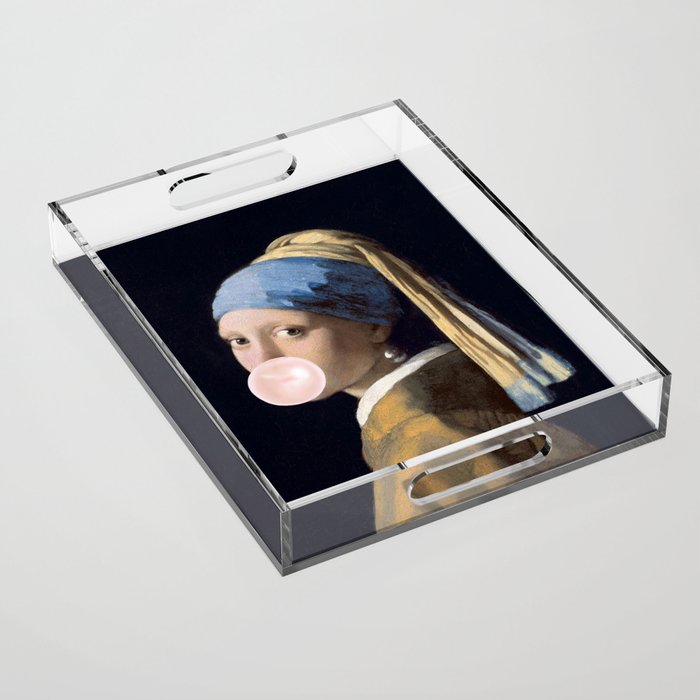 Girl with Pearl Earing Blowing Gum Acrylic Tray Gallery Image 1