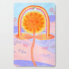 Retro Sunflower & Rainbow in Blue & Pink Cutting Board Gallery Image 1