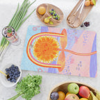 Retro Sunflower & Rainbow in Blue & Pink Cutting Board Gallery Image 2