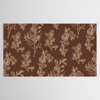 Botanical Cottage Woven Look Pattern in Dark Brown and Cream Tablecloth Gallery Image 2