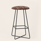Botanical Cottage Woven Look Pattern in Dark Brown and Cream Stool Gallery Image 1