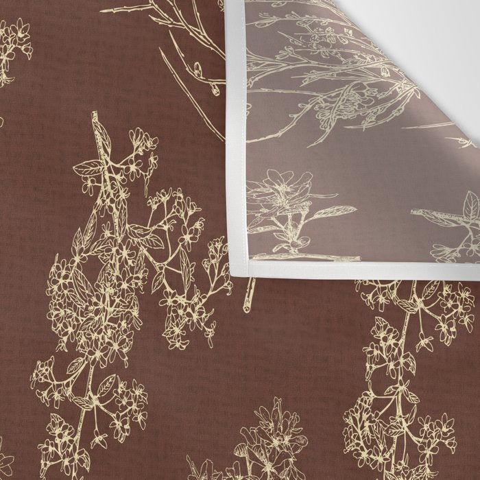 Botanical Cottage Woven Look Pattern in Dark Brown and Cream Wall Tapestry Gallery Image 3