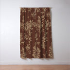 Botanical Cottage Woven Look Pattern in Dark Brown and Cream Window Curtain Gallery Image 3