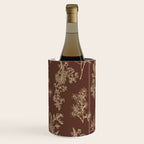 Botanical Cottage Woven Look Pattern in Dark Brown and Cream Wine Chiller Gallery Image 3