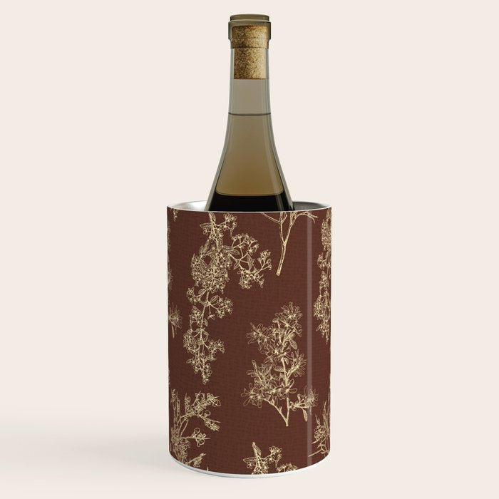 Botanical Cottage Woven Look Pattern in Dark Brown and Cream Wine Chiller Gallery Image 3