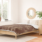 Botanical Cottage Woven Look Pattern in Dark Brown and Cream Duvet Cover Gallery Image 2