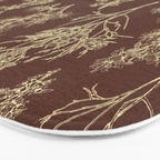 Botanical Cottage Woven Look Pattern in Dark Brown and Cream Bath Mat Gallery Image 3