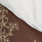 Botanical Cottage Woven Look Pattern in Dark Brown and Cream Comforter Gallery Image 4