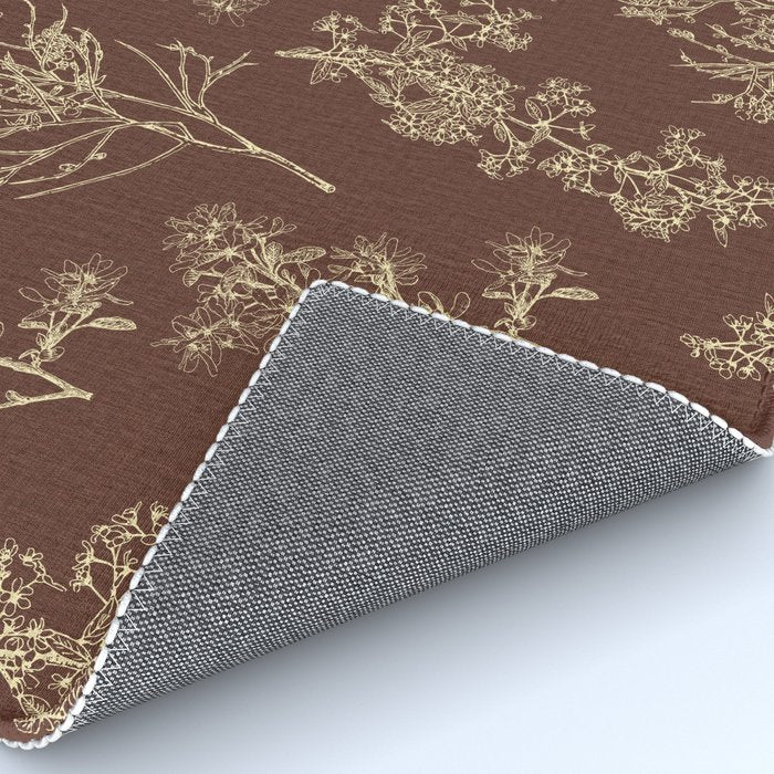 Botanical Cottage Woven Look Pattern in Dark Brown and Cream Rug Gallery Image 4