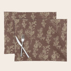 Botanical Cottage Woven Look Pattern in Dark Brown and Cream Placemat Gallery Image 1