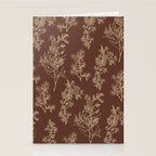 Botanical Cottage Woven Look Pattern in Dark Brown and Cream Stationery Card Gallery Image 2