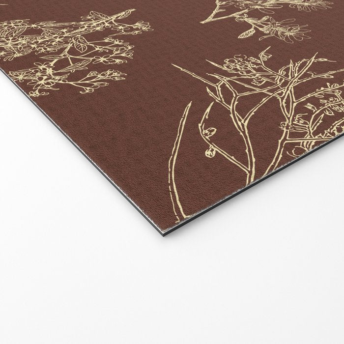 Botanical Cottage Woven Look Pattern in Dark Brown and Cream Welcome Mat Gallery Image 2