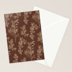 Botanical Cottage Woven Look Pattern in Dark Brown and Cream Stationery Card Gallery Image 2