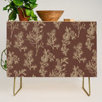 Botanical Cottage Woven Look Pattern in Dark Brown and Cream Credenza Gallery Image 1