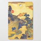 Ancient Path to Kunisada - Nature Ukiyo Landscape in Yellow, Gold, Green, Red and Orange Cutting Board Gallery Image 1