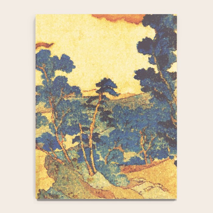 Ancient Path to Kunisada - Nature Ukiyo Landscape in Yellow, Gold, Green, Red and Orange Notebook Gallery Image 4