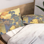 Ancient Path to Kunisada - Nature Ukiyo Landscape in Yellow, Gold, Green, Red and Orange Pillow Sham Gallery Image 2