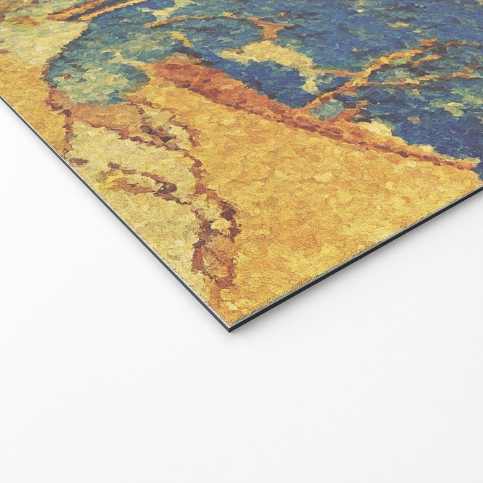 Ancient Path to Kunisada - Nature Ukiyo Landscape in Yellow, Gold, Green, Red and Orange Welcome Mat Gallery Image 2