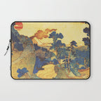 Ancient Path to Kunisada - Nature Ukiyo Landscape in Yellow, Gold, Green, Red and Orange Laptop Sleeve Gallery Image 1