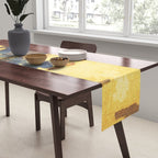 Ancient Path to Kunisada - Nature Ukiyo Landscape in Yellow, Gold, Green, Red and Orange Table Runner Gallery Image 2