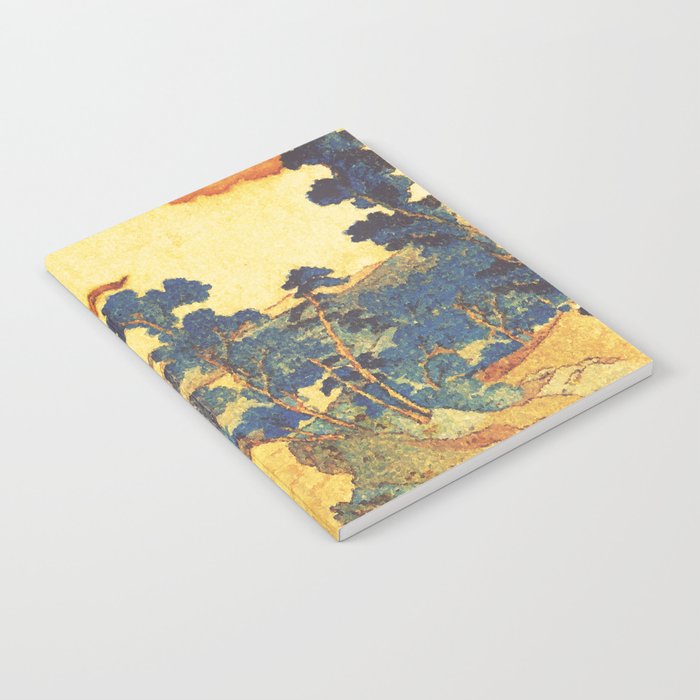 Ancient Path to Kunisada - Nature Ukiyo Landscape in Yellow, Gold, Green, Red and Orange Notebook Gallery Image 2