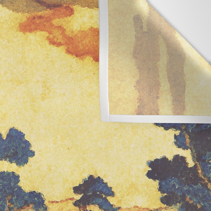 Ancient Path to Kunisada - Nature Ukiyo Landscape in Yellow, Gold, Green, Red and Orange Wall Tapestry Gallery Image 3