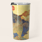 Ancient Path to Kunisada - Nature Ukiyo Landscape in Yellow, Gold, Green, Red and Orange Travel Mug Gallery Image 3