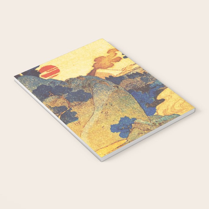 Ancient Path to Kunisada - Nature Ukiyo Landscape in Yellow, Gold, Green, Red and Orange Notebook Gallery Image 3