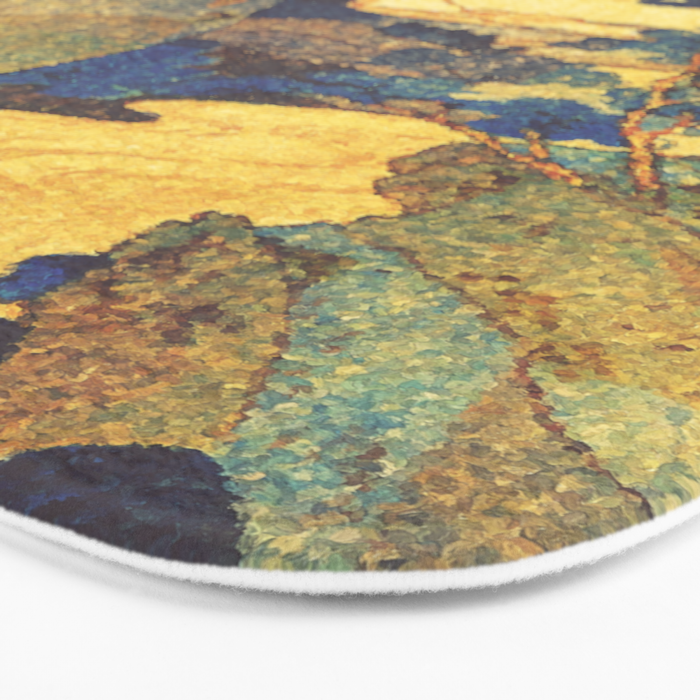 Ancient Path to Kunisada - Nature Ukiyo Landscape in Yellow, Gold, Green, Red and Orange Bath Mat Gallery Image 3