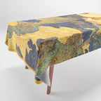 Ancient Path to Kunisada - Nature Ukiyo Landscape in Yellow, Gold, Green, Red and Orange Tablecloth Gallery Image 1
