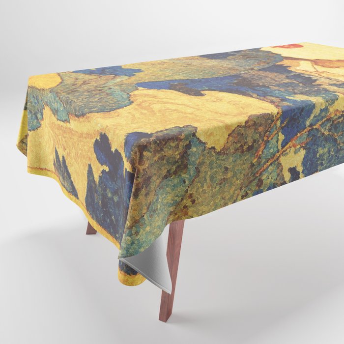 Ancient Path to Kunisada - Nature Ukiyo Landscape in Yellow, Gold, Green, Red and Orange Tablecloth Gallery Image 1