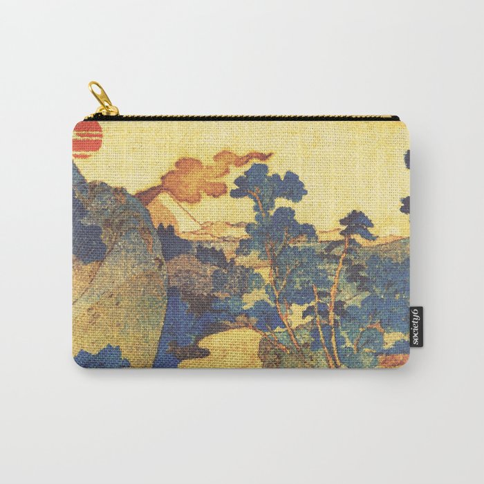 Ancient Path to Kunisada - Nature Ukiyo Landscape in Yellow, Gold, Green, Red and Orange Carry All Pouch Gallery Image 1