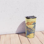 Ancient Path to Kunisada - Nature Ukiyo Landscape in Yellow, Gold, Green, Red and Orange Travel Mug Gallery Image 4