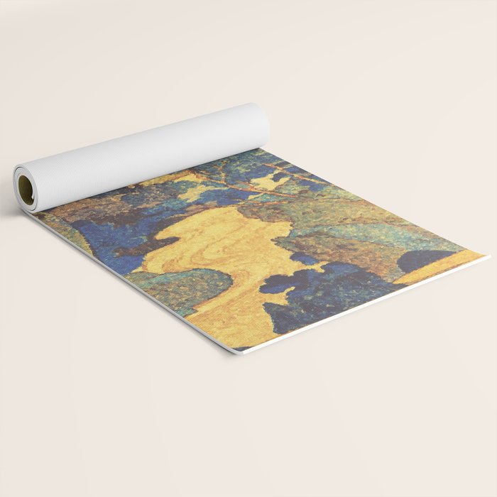 Ancient Path to Kunisada - Nature Ukiyo Landscape in Yellow, Gold, Green, Red and Orange Yoga Mat Gallery Image 2