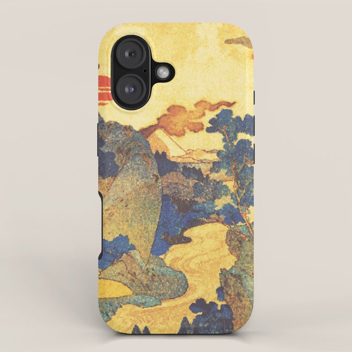 Ancient Path to Kunisada - Nature Ukiyo Landscape in Yellow, Gold, Green, Red and Orange iPhone Case Gallery Image 1