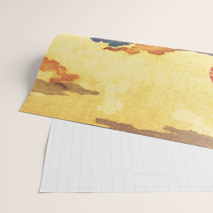 Ancient Path to Kunisada - Nature Ukiyo Landscape in Yellow, Gold, Green, Red and Orange Wrapping Paper Gallery Image 2