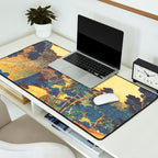 Ancient Path to Kunisada - Nature Ukiyo Landscape in Yellow, Gold, Green, Red and Orange Desk Mat Gallery Image 2