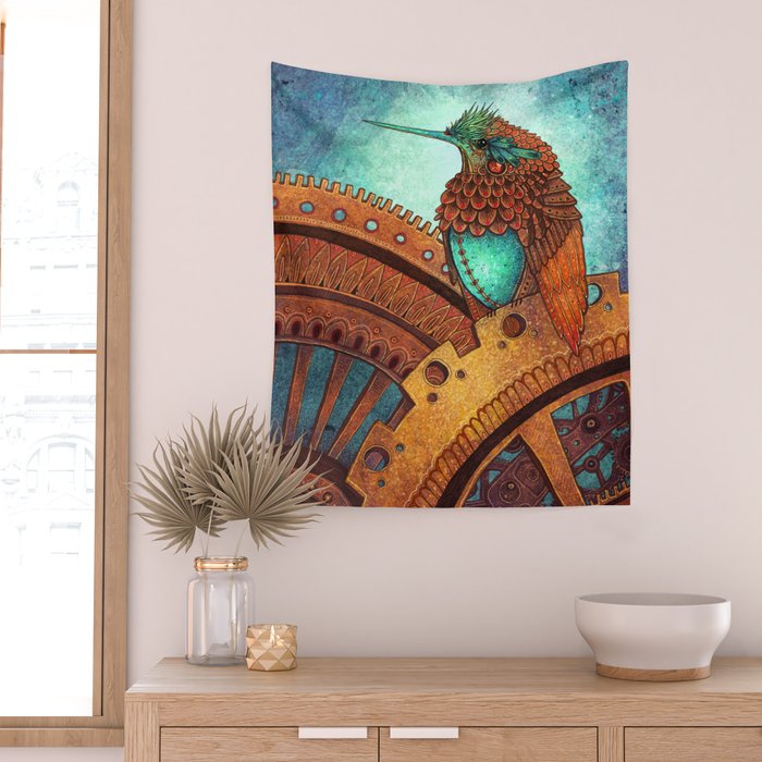 Clockwork Hummingbird Wall Tapestry Gallery Image 2