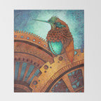 Clockwork Hummingbird Throw Blanket Gallery Image 2