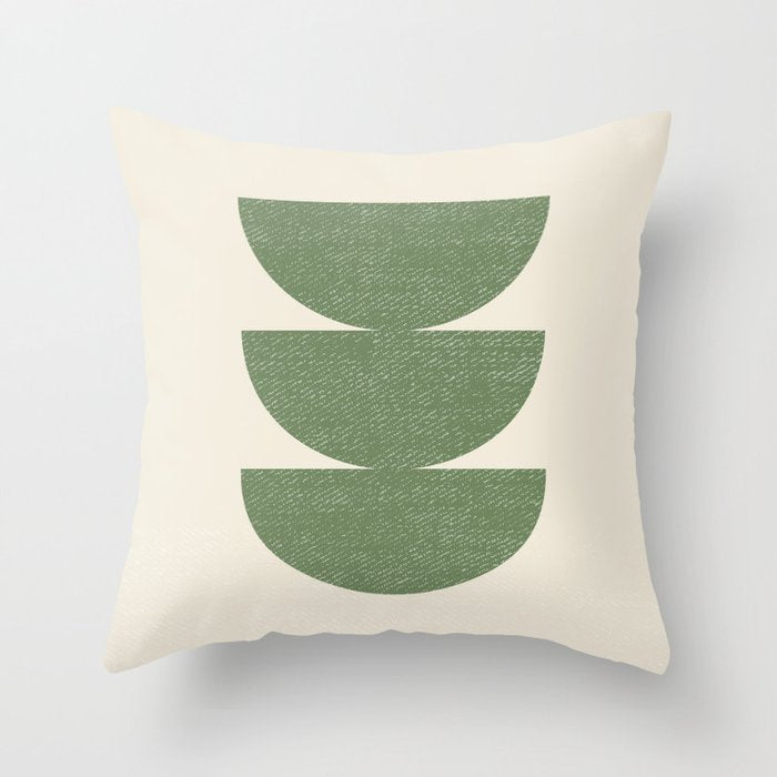 Half Circle 3 - Green Throw Pillow Gallery Image 1
