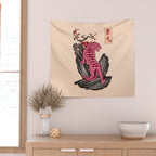 Japanese Courage Tiger Wall Tapestry Gallery Image 2