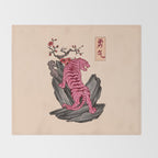 Japanese Courage Tiger Throw Blanket Gallery Image 2