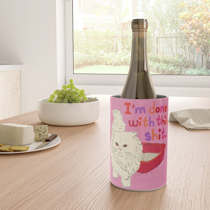 I'm Done With This Shit - Funny Cat Pun Wine Chiller Gallery Image 4