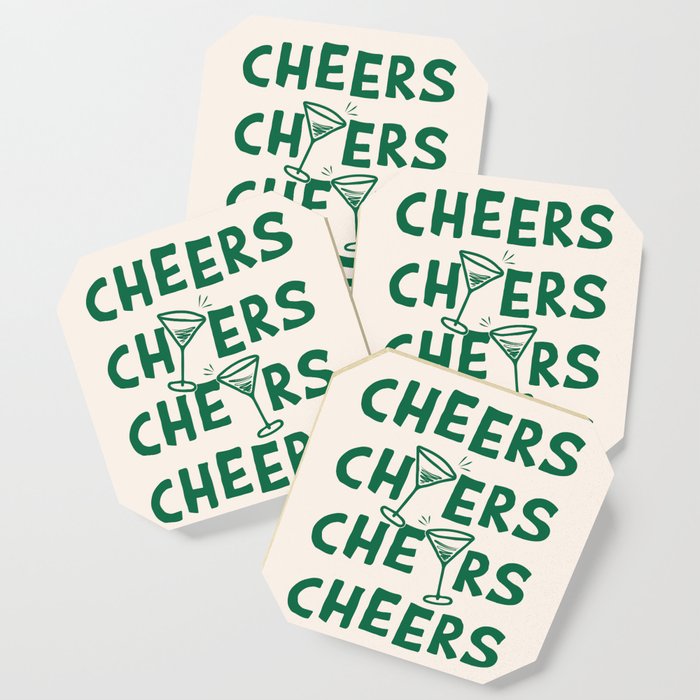 Cheers. Cocktails and Drinks in Green And Linen White Coaster Gallery Image 1