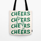 Cheers. Cocktails and Drinks in Green And Linen White Tote Bag Gallery Image 1