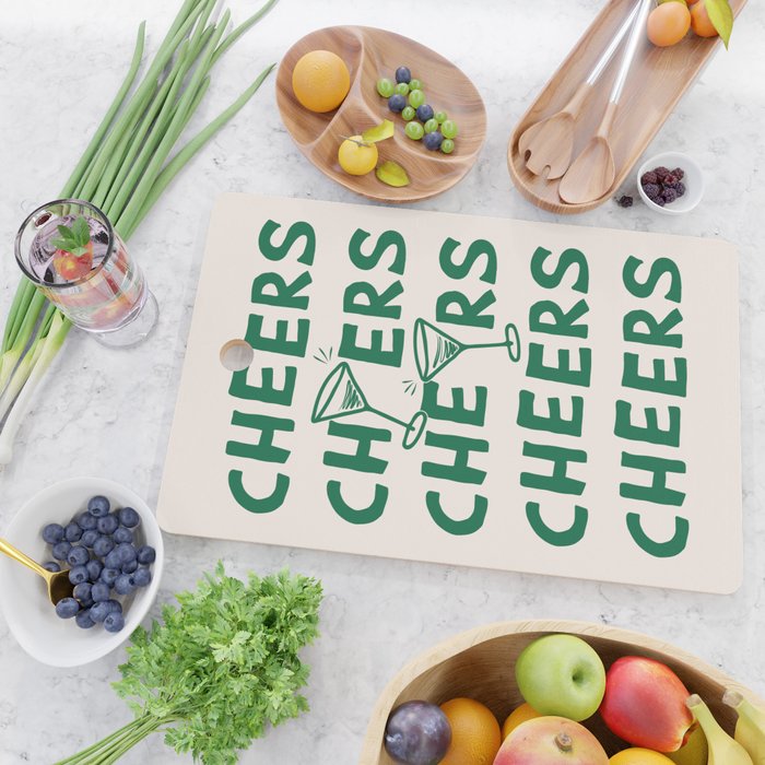 Cheers. Cocktails and Drinks in Green And Linen White Cutting Board Gallery Image 2